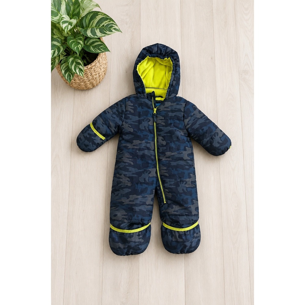 Baby Xtreme Blue Camo One Piece Snowsuit 12M Fleece Lined Winter Bunting Warm